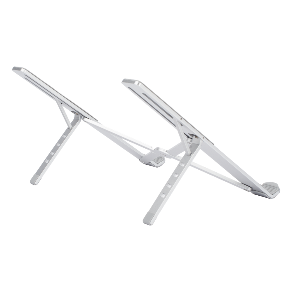 Soporte Portátil de Aluminio para Laptop / Amplia Compatibilidad de 11-17.3" / Ajuste de Altura 46.5 mm-136.5 mm / Capacidad de carga de 5 kg / Diseño Plegable / Material de Aleación de Aluminio + Silicona.