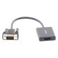VGA Macho / Salida: HDMI Hembra / Resolución de 1080P@60Hz / Puerto Estéreo de 3.5 mm / Plug and Play, Sin Controlador / Longitud del Cable 15 cm (5.91 Pulgadas). / Incluye Cable de Alimentación USB / Incluye Cable de Audio de 3.5mm.