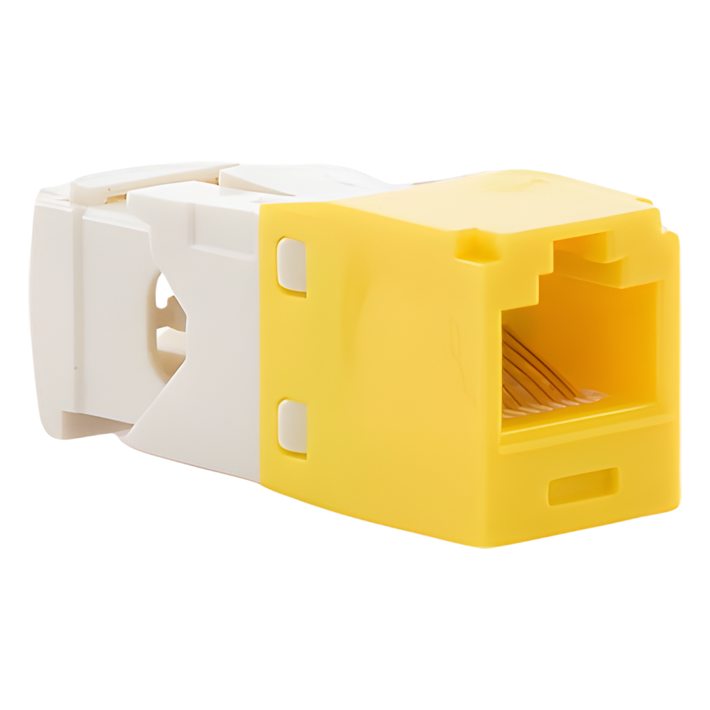 Conector Jack RJ45 Estilo TG, Mini-Com, Categoría 6, de 8 Posiciones y 8 Cables, Color Amarillo