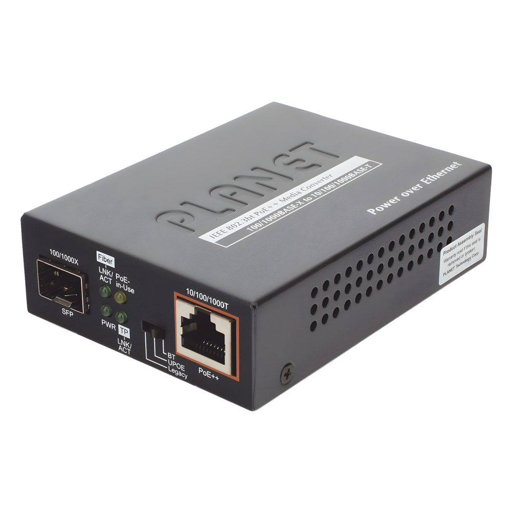 Convertidor de Medios PoE, 1 Puerto RJ45 Gigabit con Salida PoE 802.3af/at/bt (Hasta 60 W)/ 1 Puerto SFP 100/1000BASE-X