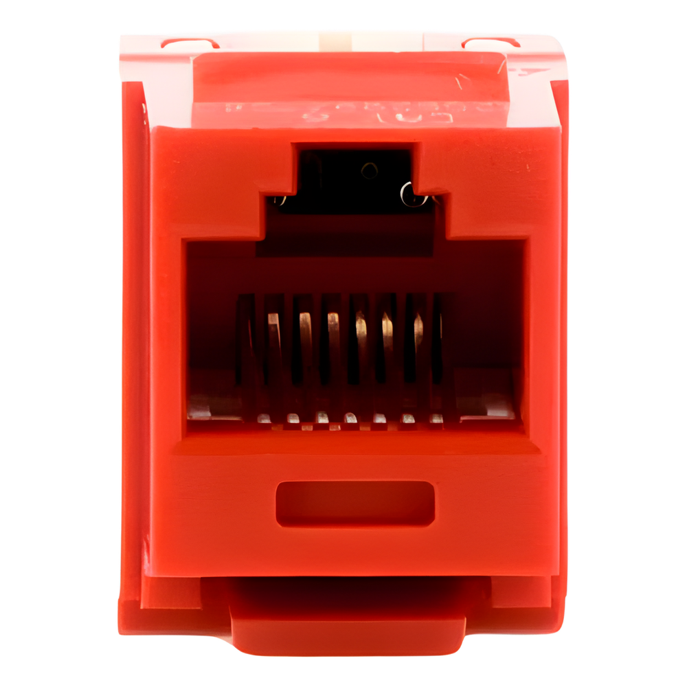 Conector Jack Estilo 110 (de Impacto), Tipo Keystone, Categoría 6, de 8 Posiciones y 8 Cables, Color Rojo