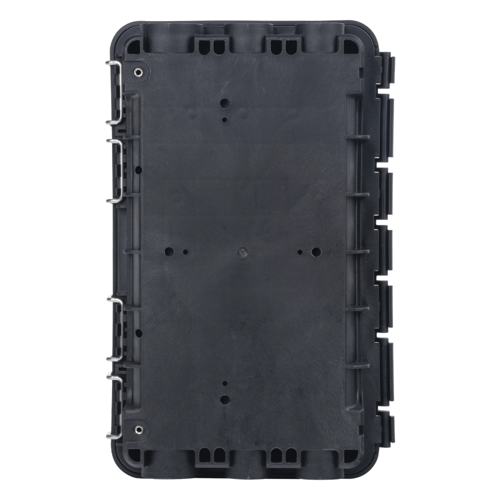 Caja de Distribución de Fibra Óptica, Hasta 96 Empalmes, Exterior IP65, Color Negro
