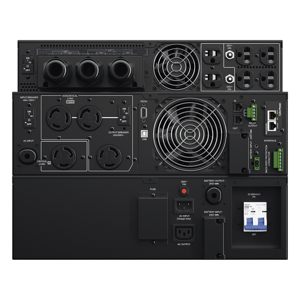 UPS de 6000 VA/5400 W, Online Doble Conversión, 200 - 240 Vac de Entrada NEMA L6-30P, 120 - 240 Vac de Salida, Onda Senoidal Pura, Torre o Rack de 8 UR, Con 6 Tomas NEMA 5-20R, 2 NEMA L6-20R y 1 NEMA L6-30R