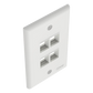 Placa de Pared Vertical, Salida Para 4 Puertos Keystone, Color Blanco