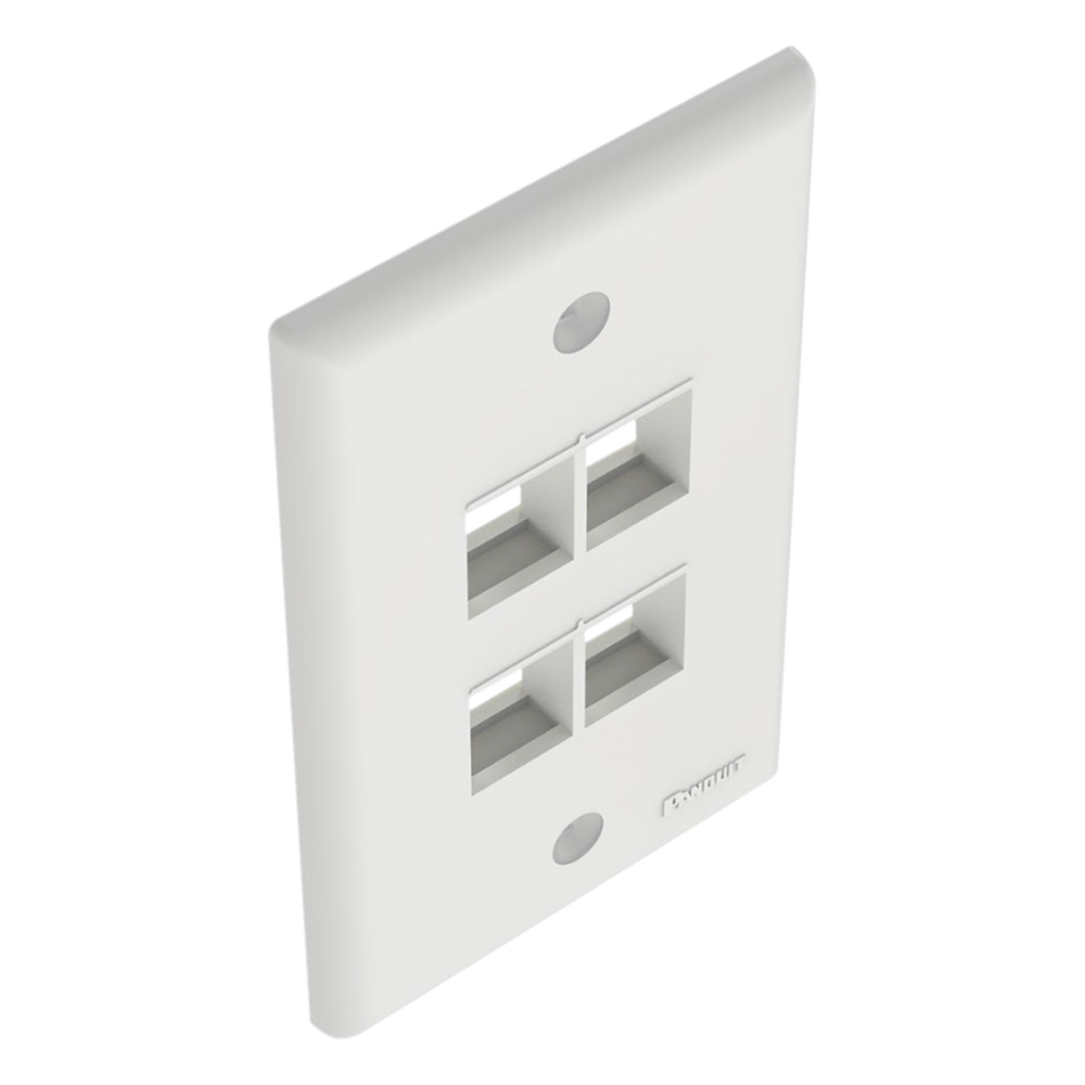 Placa de Pared Vertical, Salida Para 4 Puertos Keystone, Color Blanco