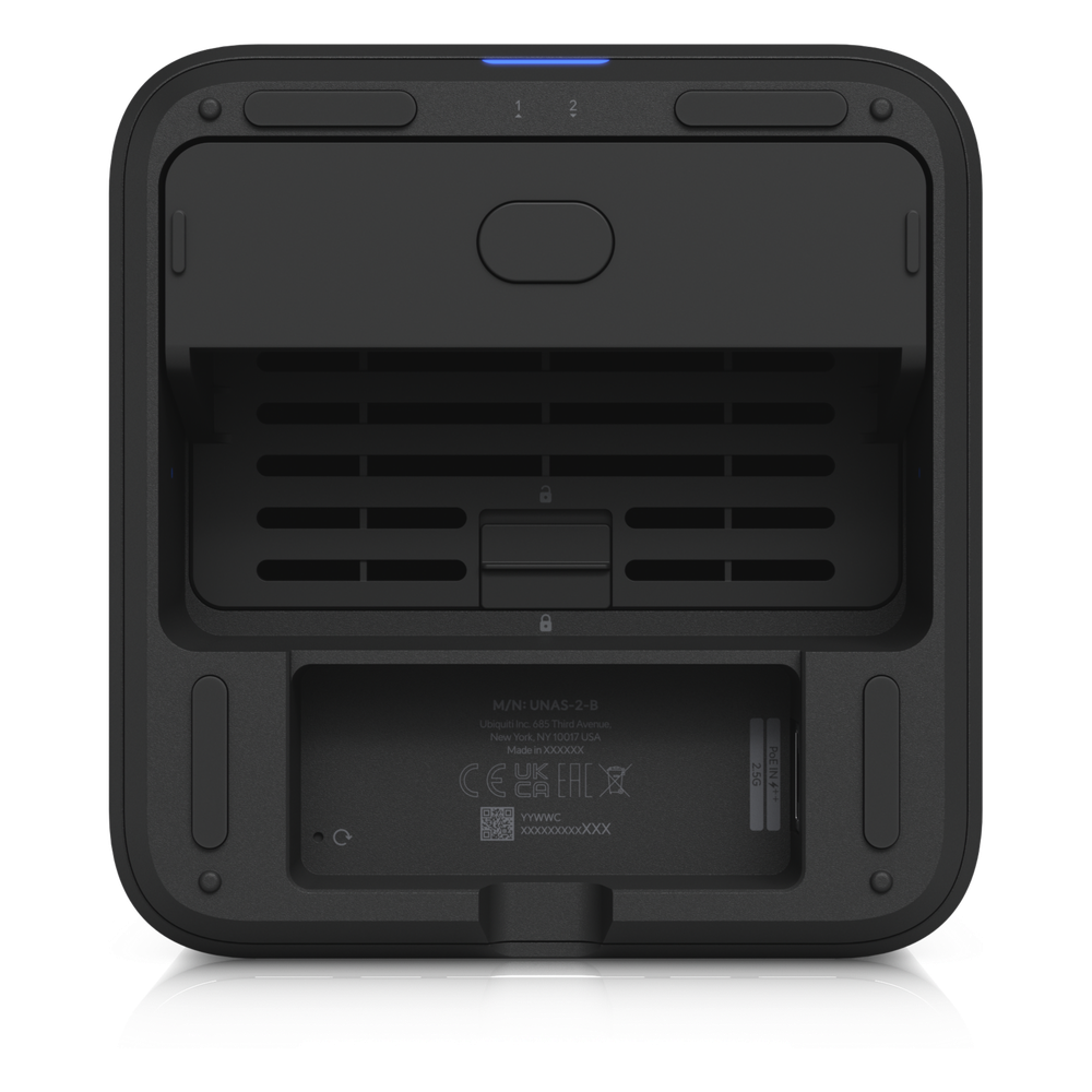 UniFi UNAS-2 – Servidor NAS Compacto de 2 Bahías para HDD 3.5" SATA, Puerto 2.5 GbE, USB-C y PoE++