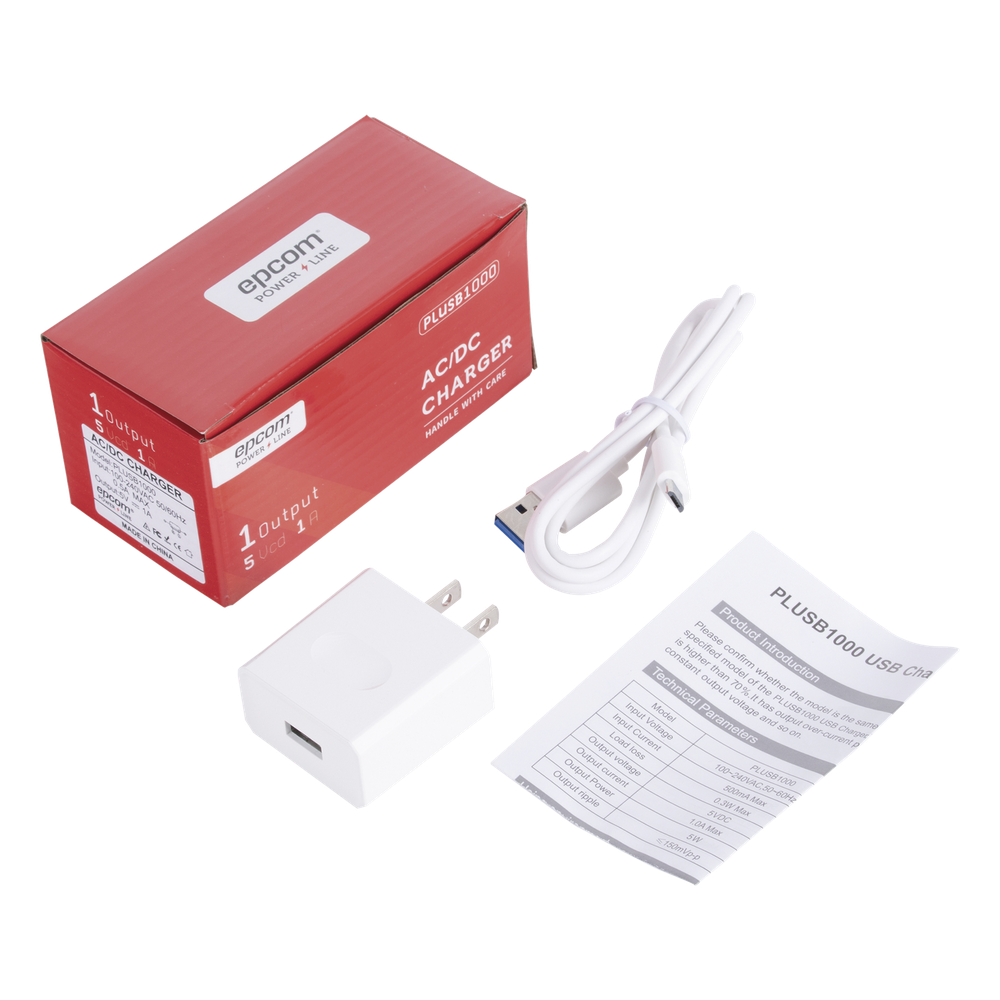 Cargador Micro-USB Profesional de 1 Puerto / 5 VCC / 1 Amper Para Smartphones y Tablets / Voltaje de Entrada de 100-240 VCA