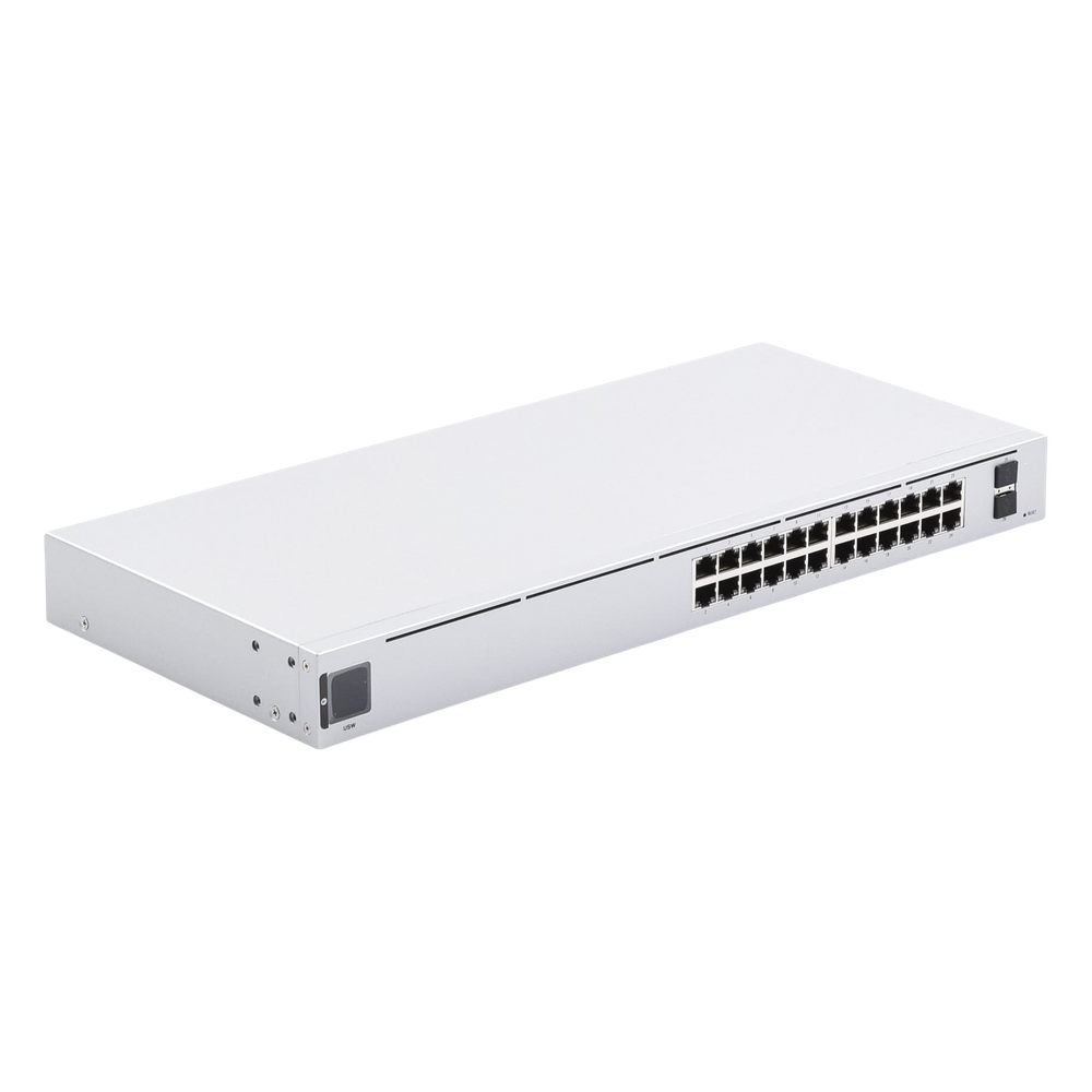 UniFi Switch USW-24, Capa 2 de 24 puertos 10/100/1000 Mbps + 2 puertos 1G SFP, pantalla informativa