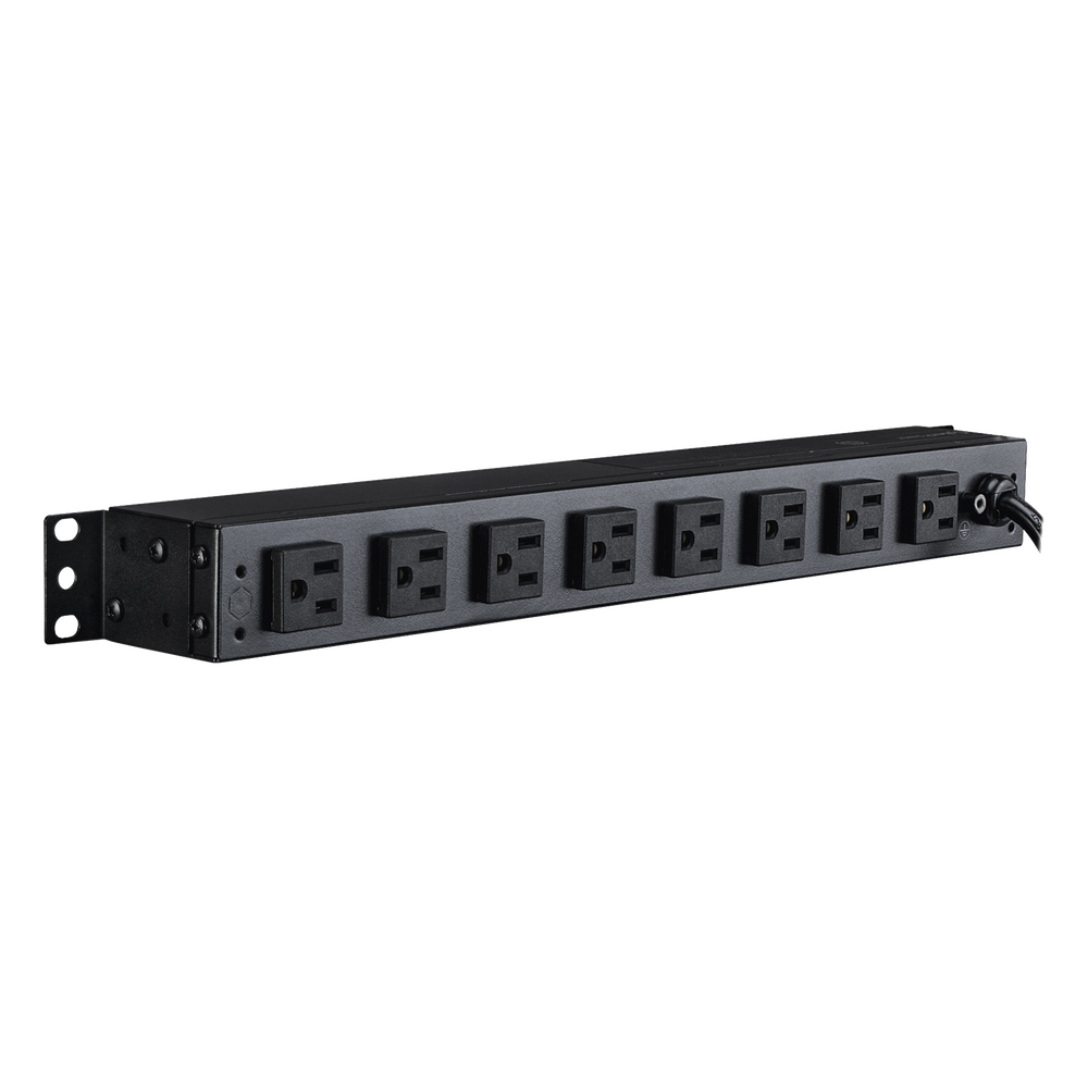 PDU Básico Para Distribución de Energía, Con 8 Tomas NEMA 5-15R Traseras y 2 Tomas 5-15R Frontales, 1UR, 15 Amp, 120 Vca