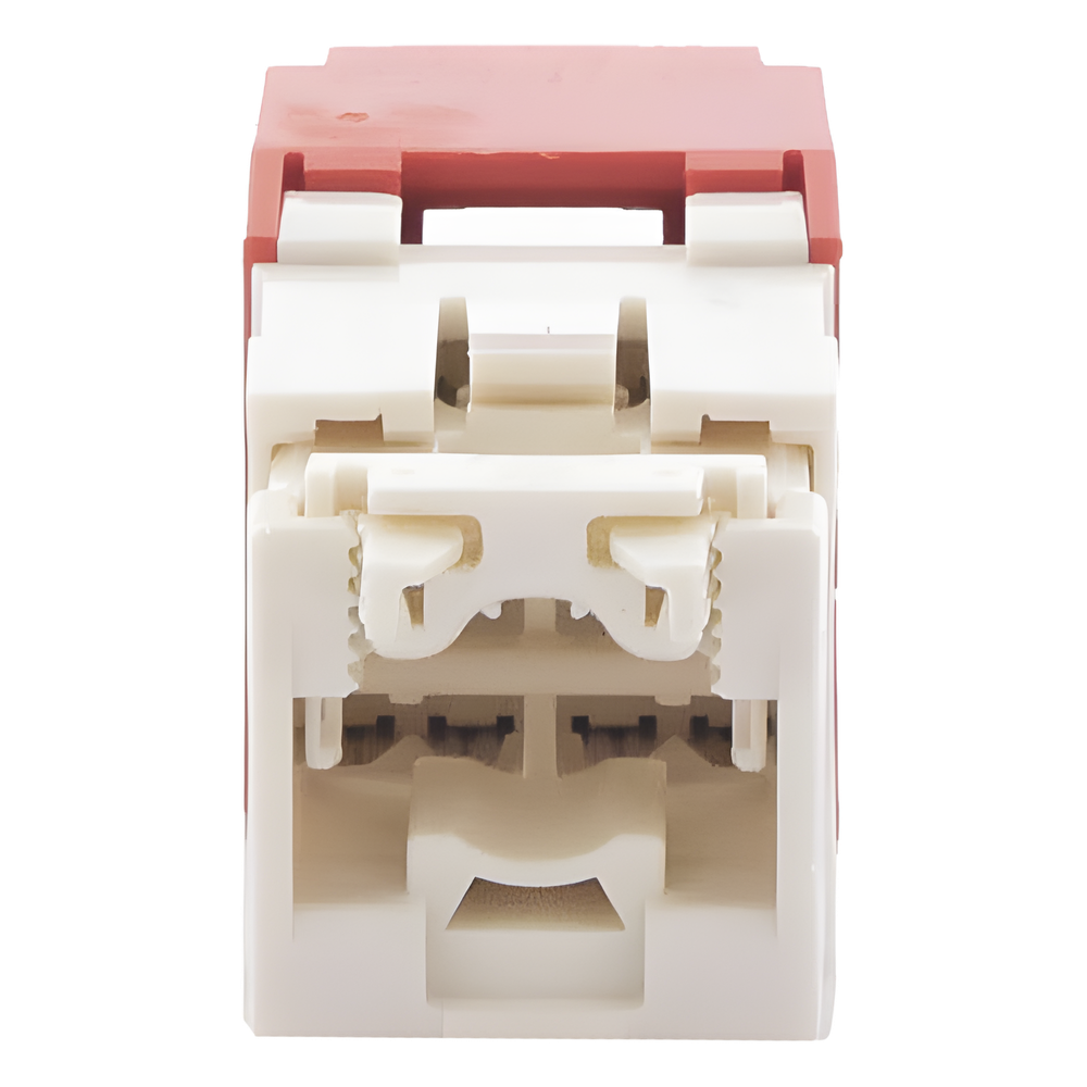 Conector Jack RJ45 Estilo TG, Mini-Com, Categoría 6, de 8 Posiciones y 8 Cables, Color Rojo