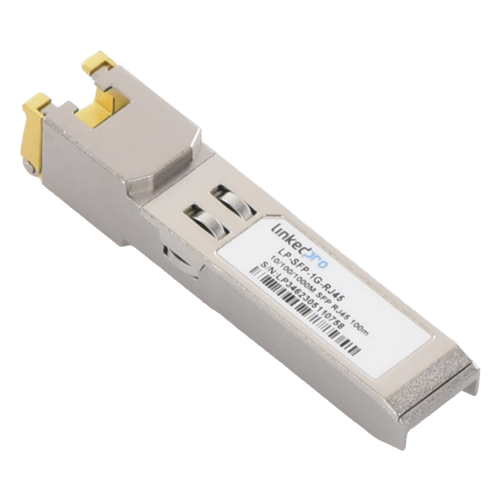 Transceptor Óptico SFP a RJ45 / Auto negociación 10/100/1000 Mbps / Conector RJ45 / 1000BASE-T / Distancia de hasta 100 m.