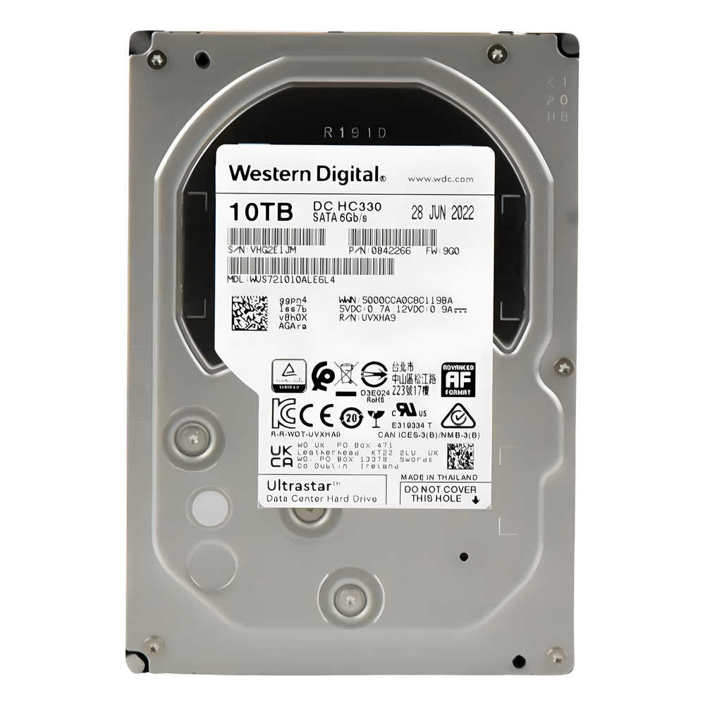 Disco Duro Enterprise 10 TB / Wester Digital (WD) / Serie Ultrastar / Recomendado para Data Center y NVRs de Alta Capacidad / Alto Performace