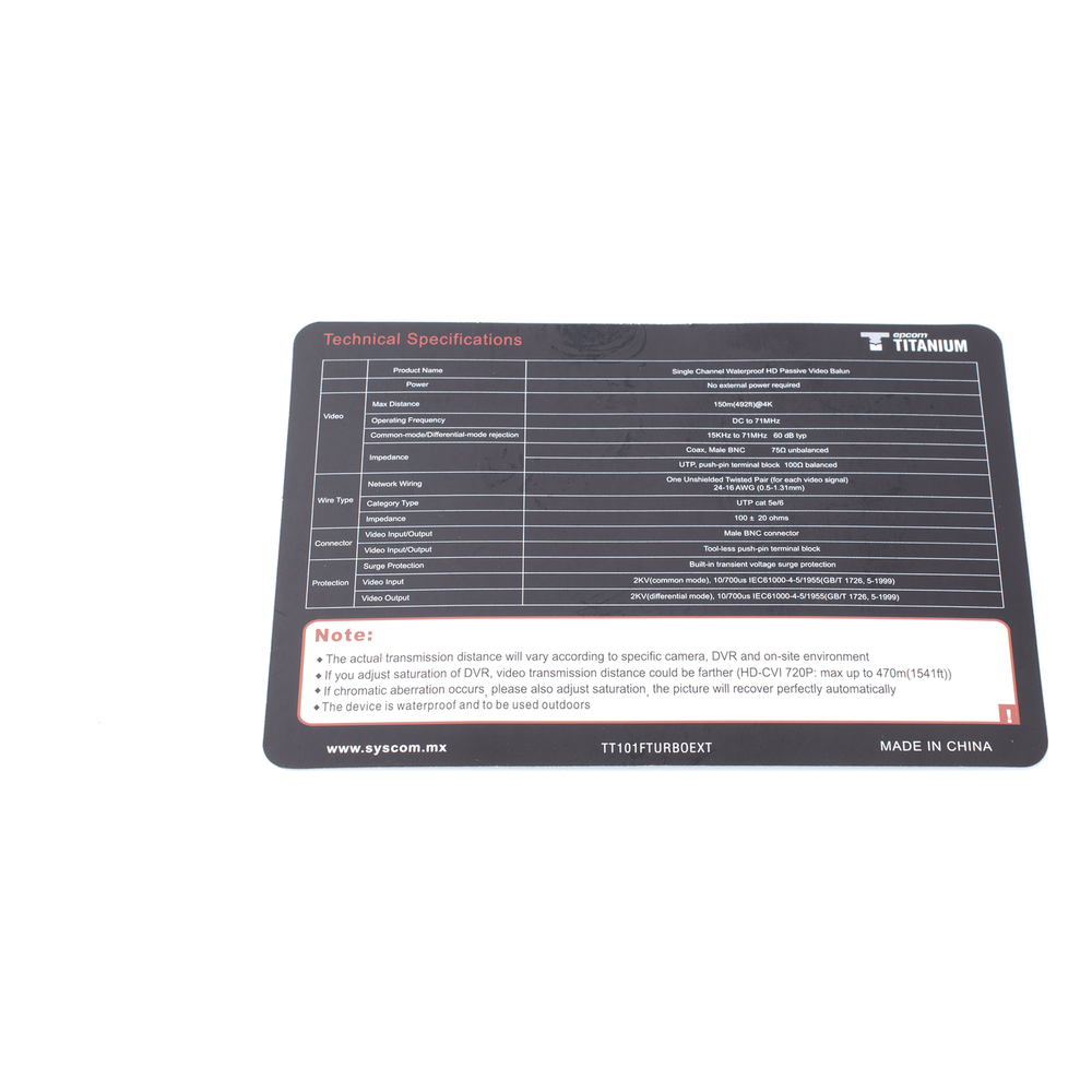 Kit de Transceptores (Baluns) para EXTERIOR TurboHD Hasta 4K HD-TVI / HD-CVI / AHD / CVBS / COAXITRON / AUDIO POR COAXITRON  / Menu OSD / CONECTORES 100% COBRE / Con Cable RF Blindado. Distancia de hasta 200 m en 4K. Calidad PREMIUM