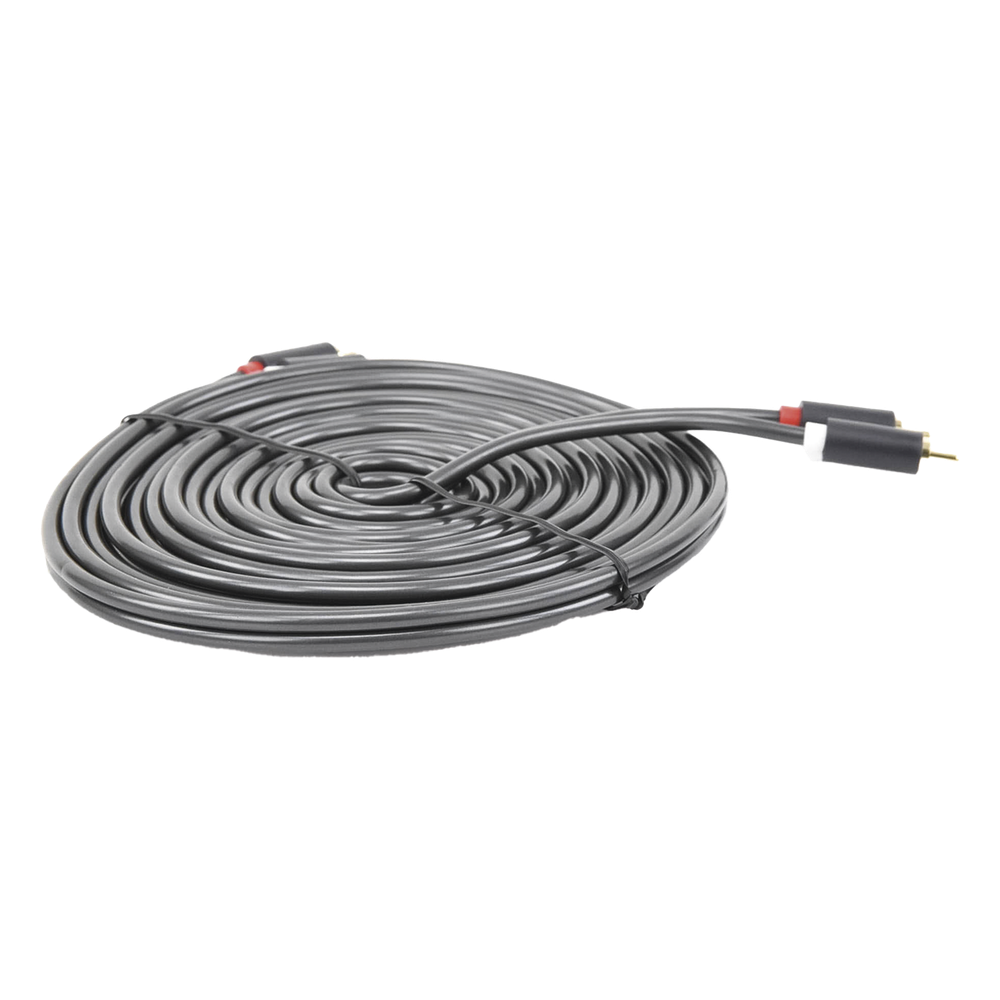 Cable de Audio 2 RCA Macho a 2 RCA Macho / 5 Metros (16.40 Pies) / Color Negro / Alta Calidad / Anillos de Goma para Asegurar un Agarre Firme al Instalar o Quitar el Cable