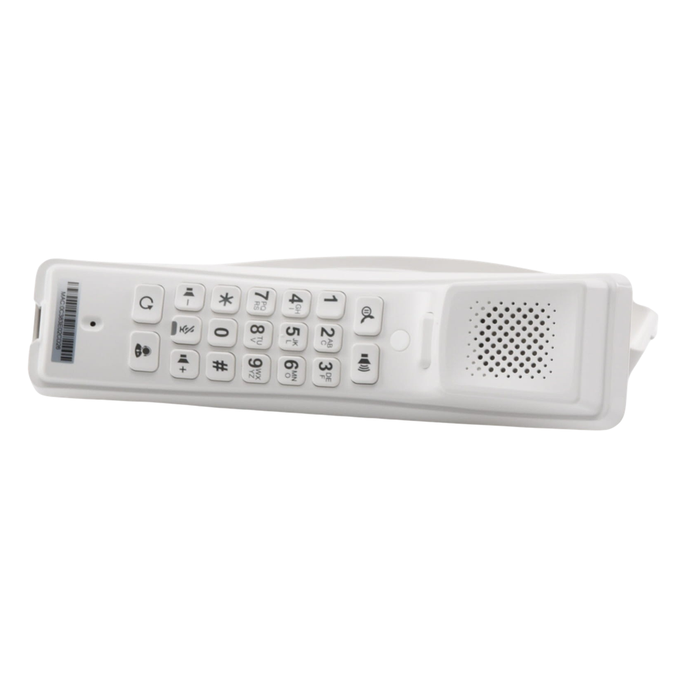 Teléfono IP profesional para Hotelería, montaje en pared,  teclado numérico estándar, conferencia de 3 vías, Opus y PoE.