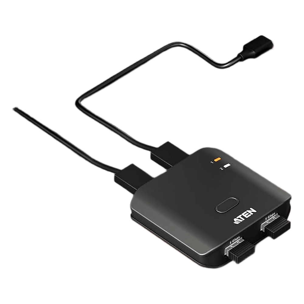 Switch USB 3.2 Gen 1 Essentials | 2 Puertos USB Tipo-A | 2 Computadoras | 5 Gbps | InstaSync | Botón Físico | Diseño Compacto | Plug-and-Play