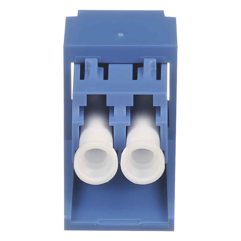 Módulo Acoplador LC Duplex, para Fibra Óptica Monomodo OS1/OS2, Tipo Mini-Com, Color Azul