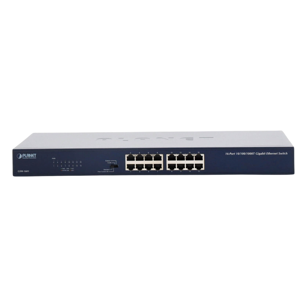 Switch No Administrable Gigabit de 16 Puertos 10/100/1000 Mbps, Con Modo Extendido Para Distancias de Hasta 200 m