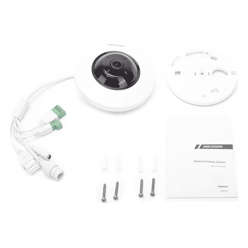Mini Fisheye IP 5 Megapixel / Panorámica 180° - 360° / Microfono Integrado / 8 mts IR / Uso en Interior / PoE / Múltiples Vistas por iVMS-4200 / Alarmas I/O / Micro SD