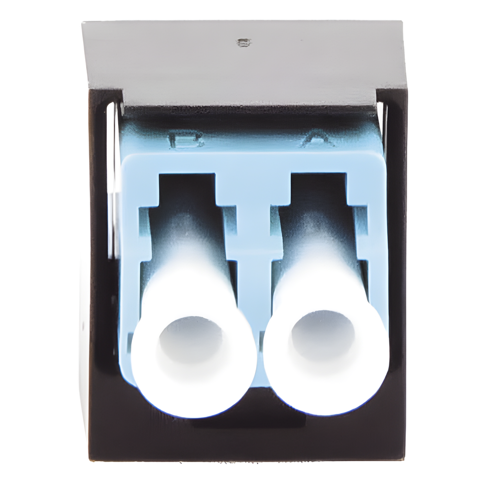 Módulo Acoplador LC Duplex, para Fibra Óptica Multimodo OM3/OM4, Tipo Mini-Com, Color Aqua