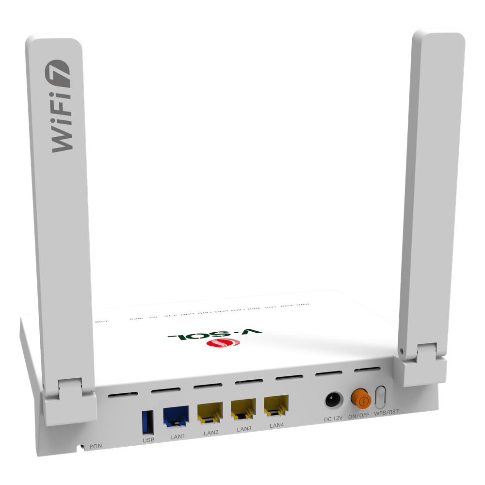 ONU GPON/EPON con Wi-Fi 7 / 1 Puerto 2.5 Gigabits/ 3 Puertos Gigabit / Puerto PON SC/UPC, Hasta 3600 Mbps