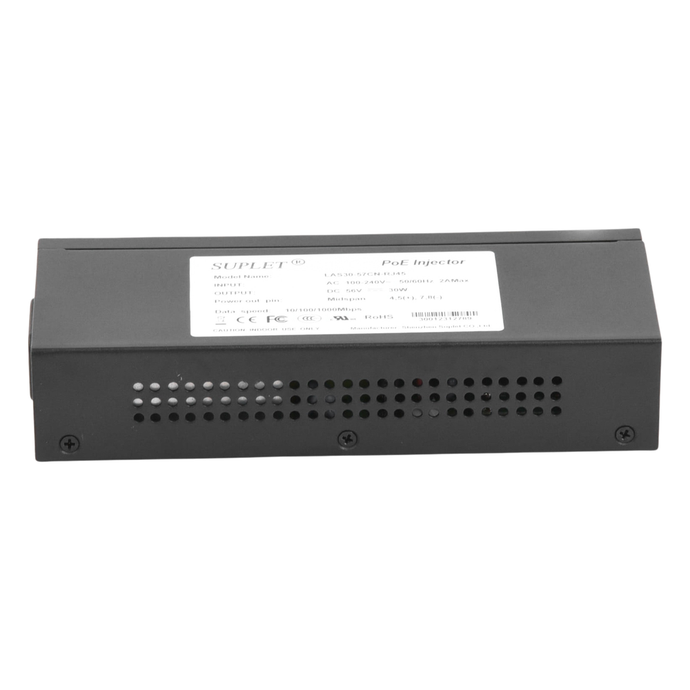 Inyector Super Hi-PoE / 56 Vcc / 30 Watts / Para Domos HIKVISION PTZ / IP (-AE / DE) / Soporta 802.3 af /at / Para Aplicaciones de CCTV