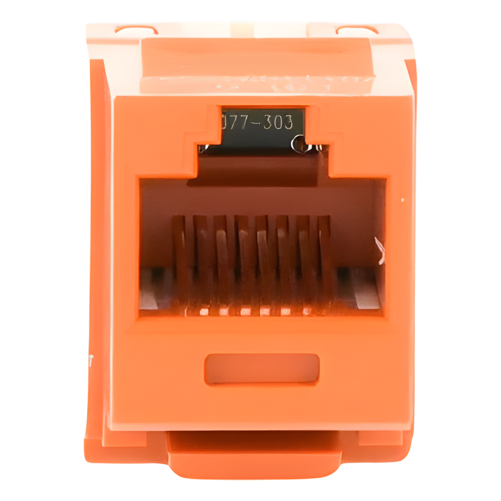 Conector Jack Estilo 110 (de Impacto), Tipo Keystone, Categoría 6, de 8 Posiciones y 8 Cables, Color Naranja