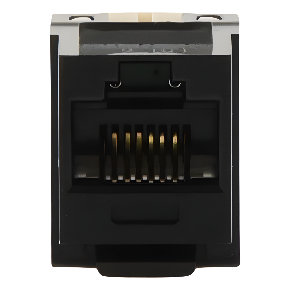 Conector Jack Estilo 110 (de Impacto), Tipo Keystone, Categoría 6, de 8 Posiciones y 8 Cables, Color Negro