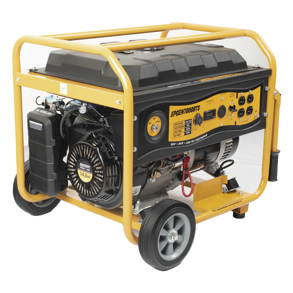 Generador a Gasolina / Planta de Emergencia con Encendido Automático, 6.5KW, 220Vac 2 Fases, Jaula con Ruedas para Fácil Traslado