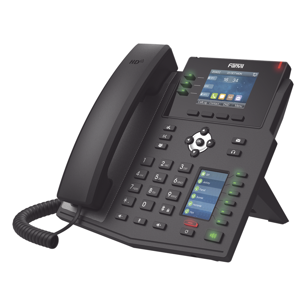 Teléfono IP Empresarial con Estándares Europeos, 12 lineas SIP con pantalla a color, 30 teclas DSS/BLF, puertos Gigabit, IPv6, Opus , PoE/DC