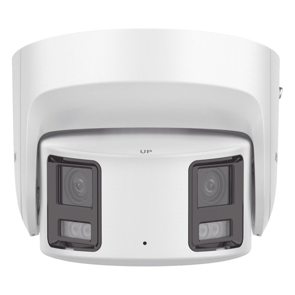 [PROTECCIÓN ACTIVA] Turret IP Panorámica 8 Megapíxel / 2 Lentes 4 mm (180°) / Imagen a Color 24/7 (ColorVu) / PoE / WDR 130° / IP67 / ACUSENSE / Luz Estroboscópica y Alarma Audible / 30 mts Luz Blanca / Micro SD