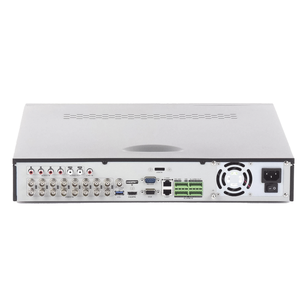 DVR 16 Canales TurboHD + 8 Canales IP / 3K/5MP / Audio por Coaxitron / Acusense / 4 Bahías de Disco Duro / Videoanalisis / 16 Entradas de Alarma