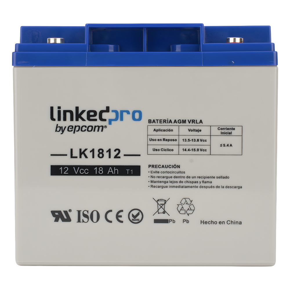 Batería de respaldo 12 V  |  18 Ah  |  AGM | Especial para Seguridad Electrónica | UPS | Sistemas de Emergencia | Vida útil 5 años | Terminales T1