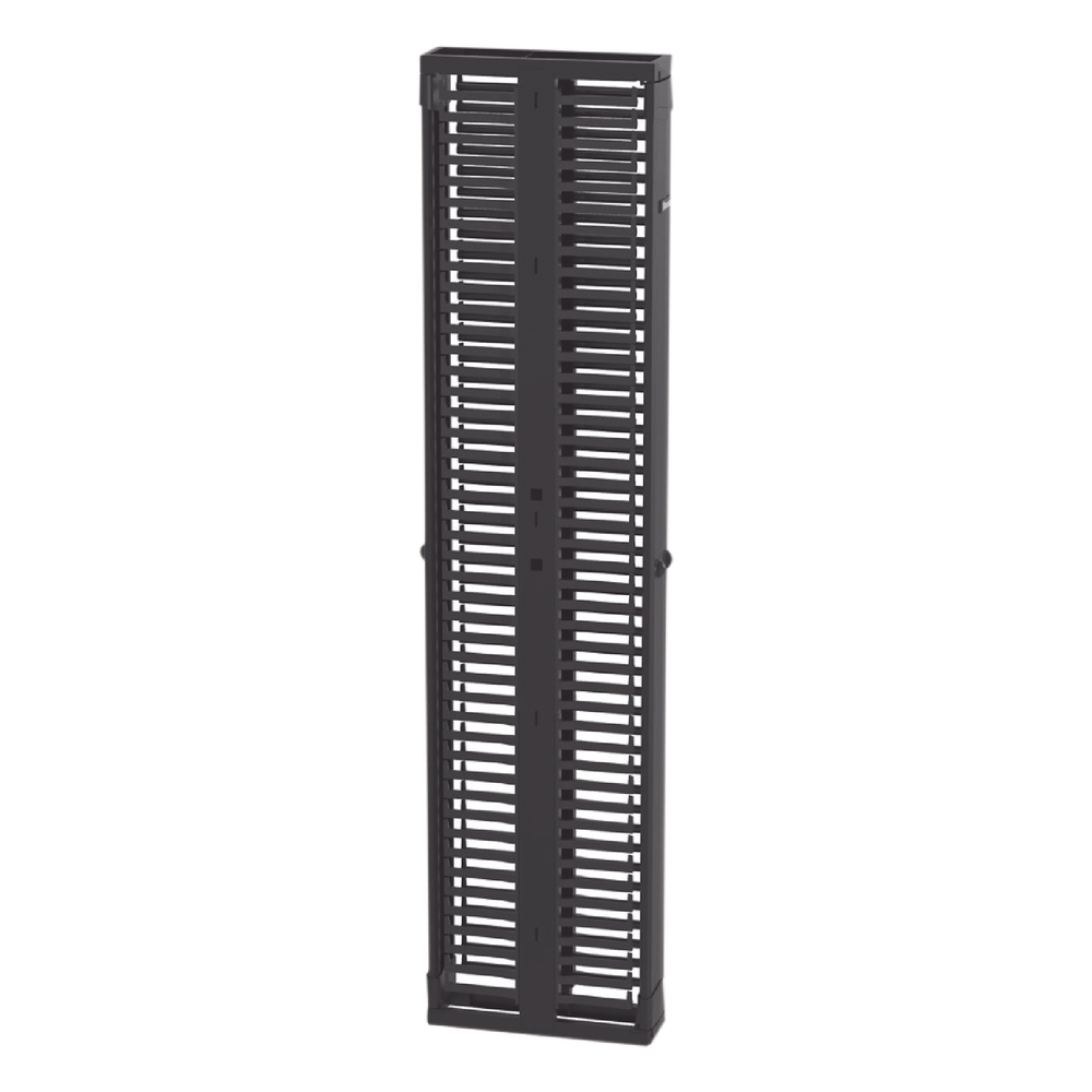 Organizador Vertical PatchRunner™, Doble (Frontal y Posterior), Para Rack Abierto de 45 Unidades, 6in de Ancho, Color Negro