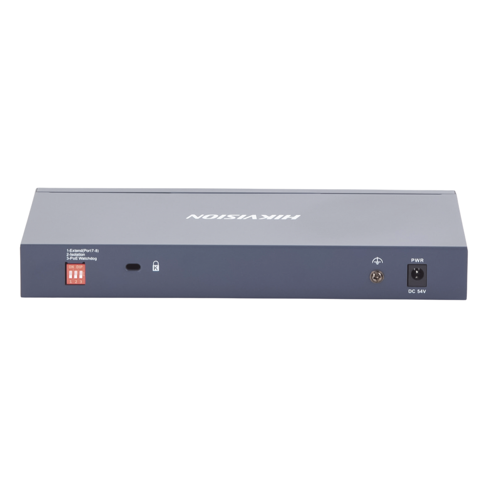 Switch PoE+ / No Administrable / 7 Puertos 1000 Mbps 802.3 af/at (30 W) / 2 Puertos 1000 Mbps Hi-PoE (90 W) / 1 Puertos 1000 Mbps Uplink / 1 Puerto SFP / Modo Extendido hasta 300 Metros / 110 Watts