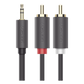 Cable Adaptador de 3.5mm Macho a 2 RCA Macho / 5 Metros (16.40 Pies) / Color Gris / Blindaje Múltiple / ABS / Alta Calidad