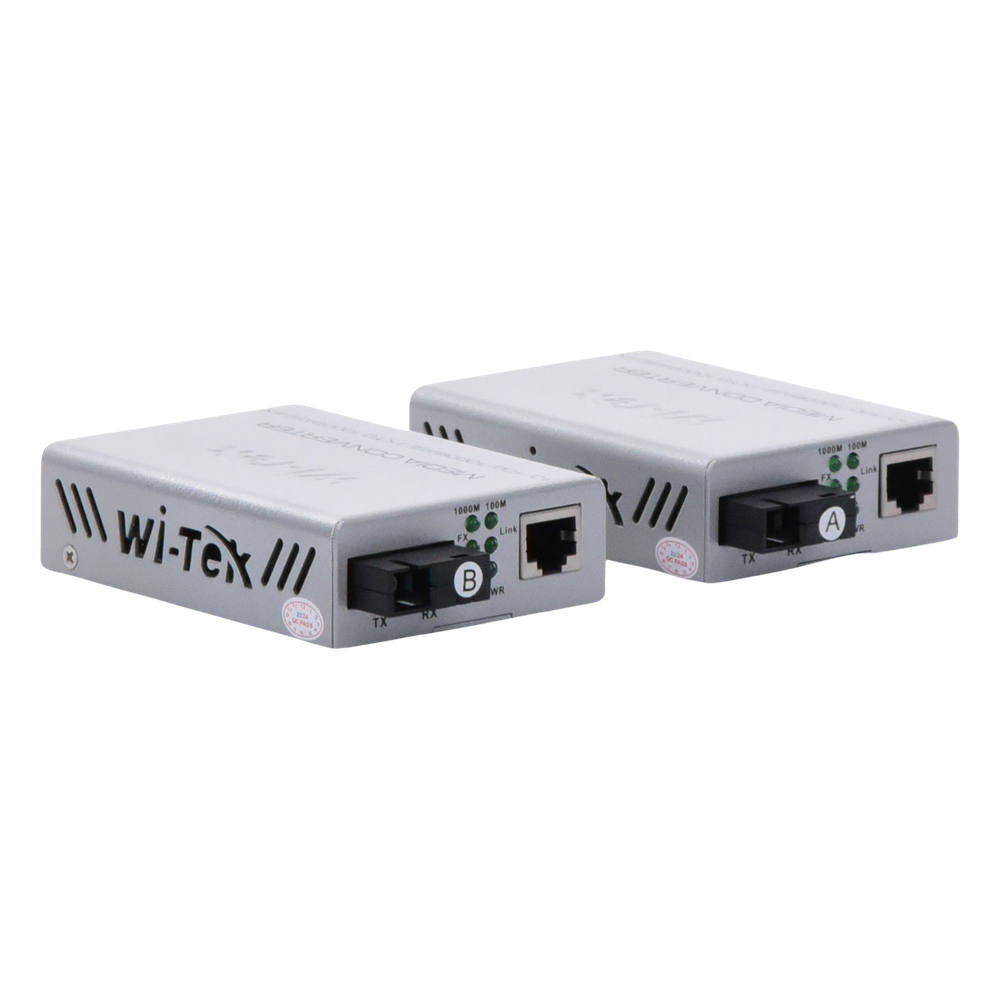 Convertidor de medios / Hasta 20 Km / 1 puerto SC/UPC 1000Mbps / 1 puerto RJ45 1000Mbps / WL: Tx 1310nm - Rx 1550nm / incluye 2 piezas A y B