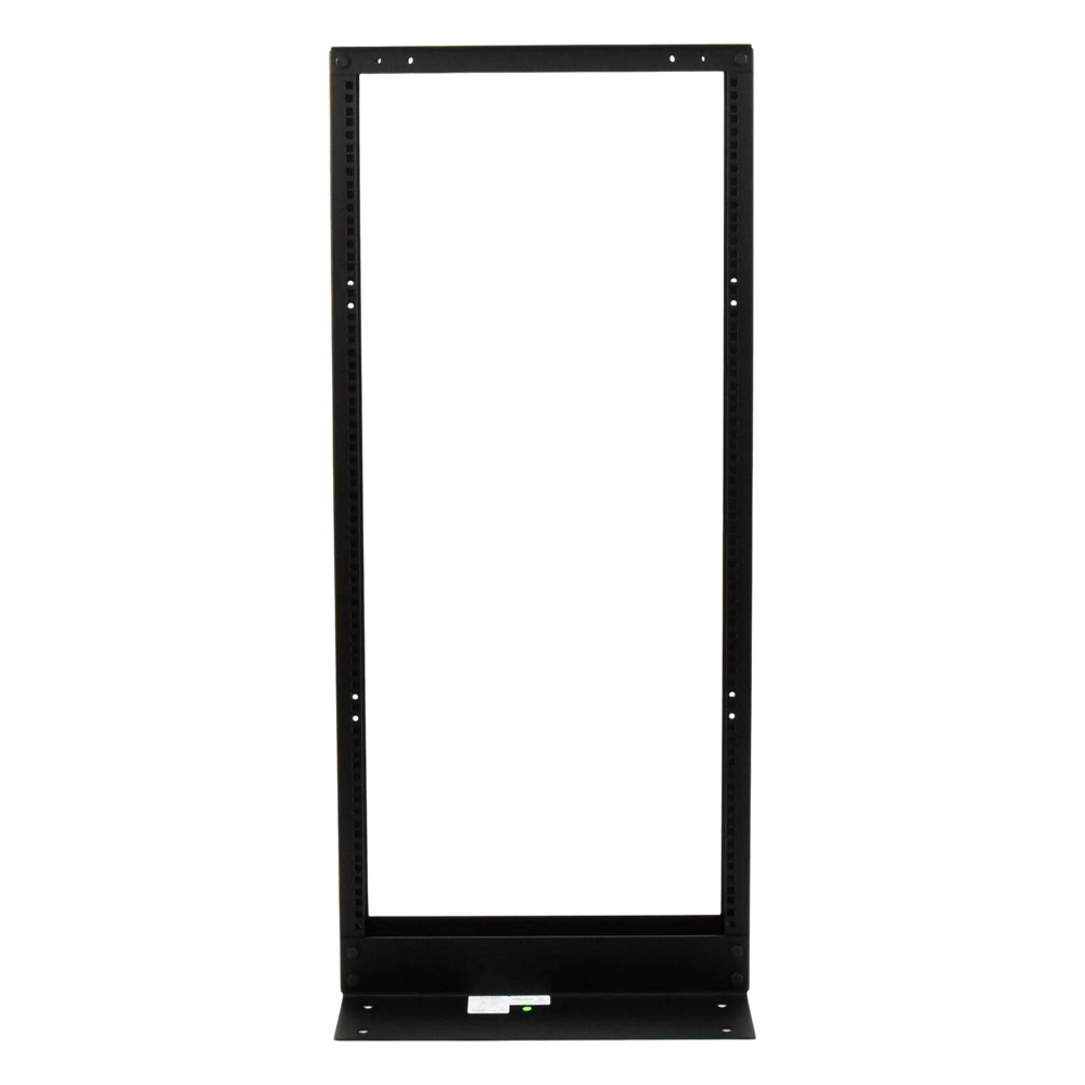Rack de 2 Postes, Estándar 19", 24 Unidades, Fabricado en Acero, Base "L" para Anclar a Piso.