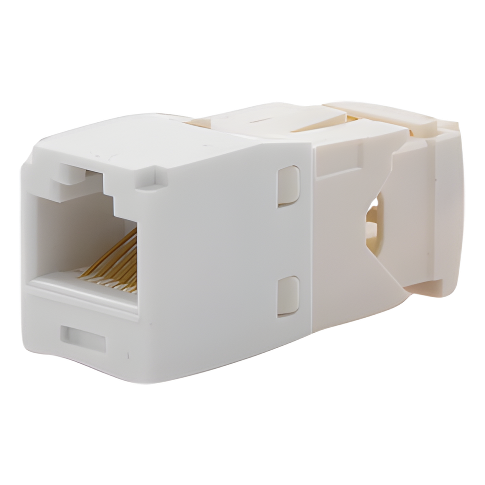 Conector Jack RJ45 Estilo TG, Mini-Com, Categoría 6, de 8 Posiciones y 8 Cables, Color Blanco