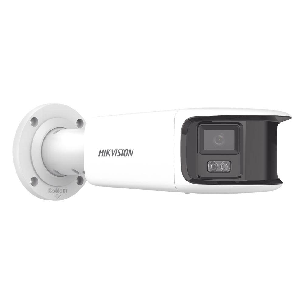 [FlexVu] [PROTECCIÓN ACTIVA] Bala IP Panorámica 8 Megapixel (4K) / 2 Lentes 4 mm (180°) / Imagen a Color 24/7 (ColorVu) / PoE / WDR 130° / IP67 / ACUSENSE / Luz Estroboscópica y Alarma Audible / 40 mts Luz Blanca / Micro SD