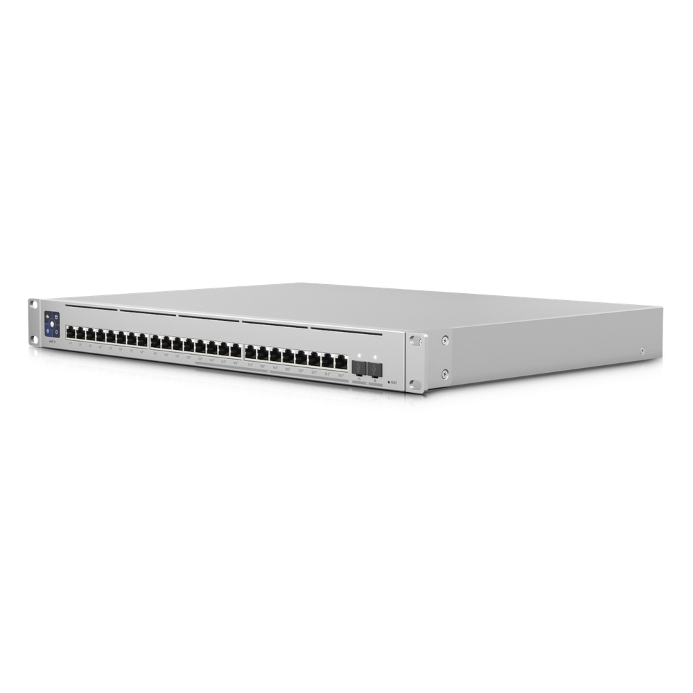 UniFi Switch Empresarial Capa 3 de 24 puertos PoE 802.3af/at (12 puertos 2.5G y 12 puertos 1G) + 2 puertos 1/10G SFP+, 400W, pantalla informativa