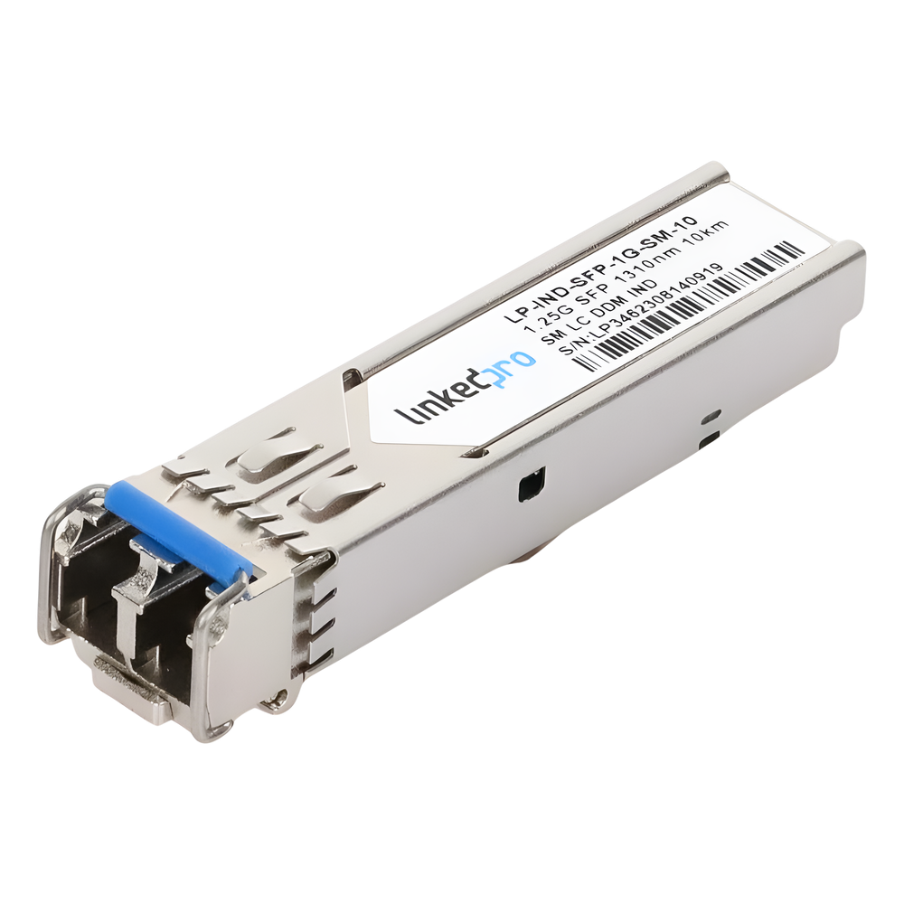 Transceptor Óptico Industrial SFP (Mini-Gbic) / Monomodo 1310 nm / 1.25 Gbps / 1000BASE-LX / Conectores LC/UPC Dúplex / DDM / Hasta 10 km