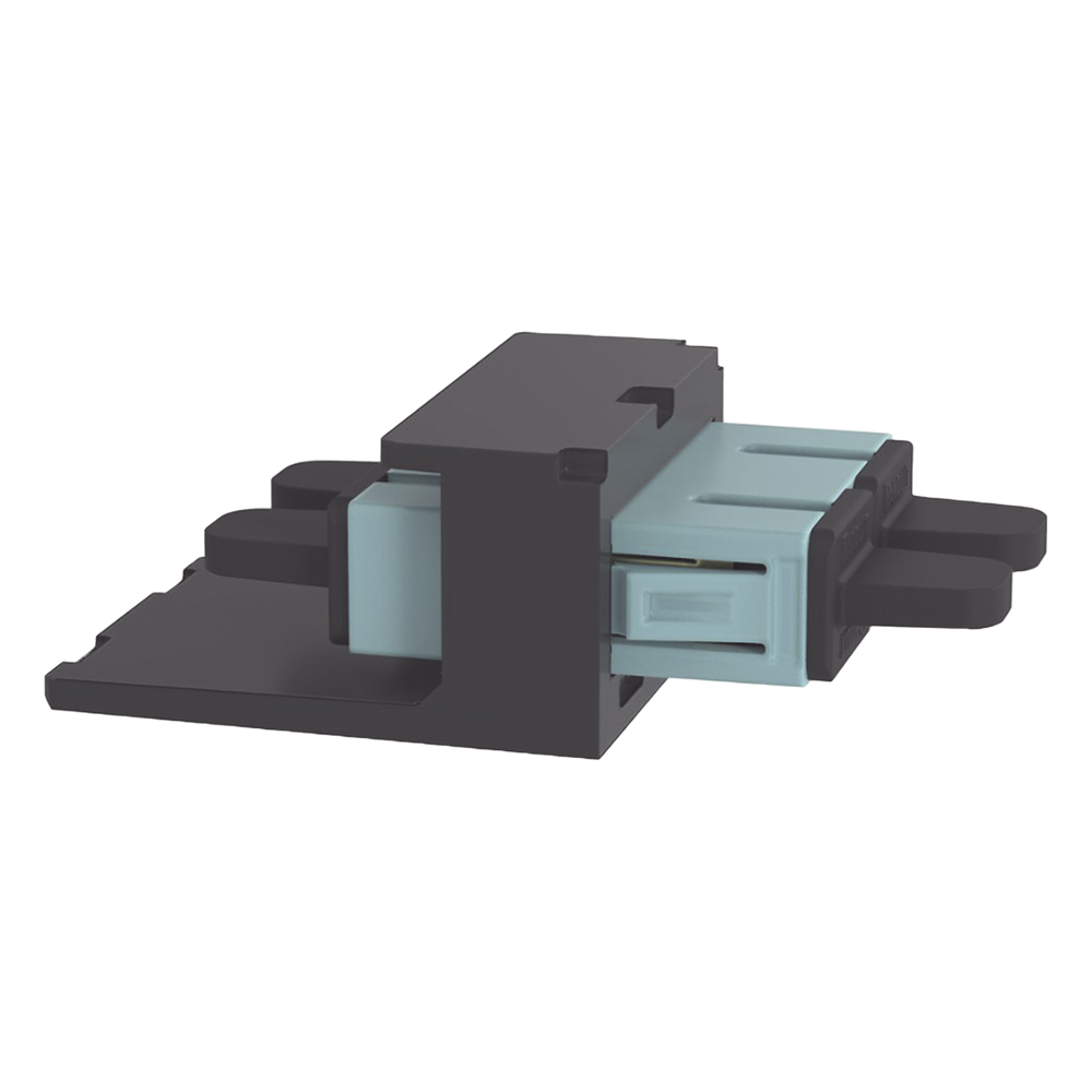 Módulo Acoplador SC Duplex, para Fibra Óptica Multimodo OM3/OM4, Tipo Mini-Com, Color Aqua