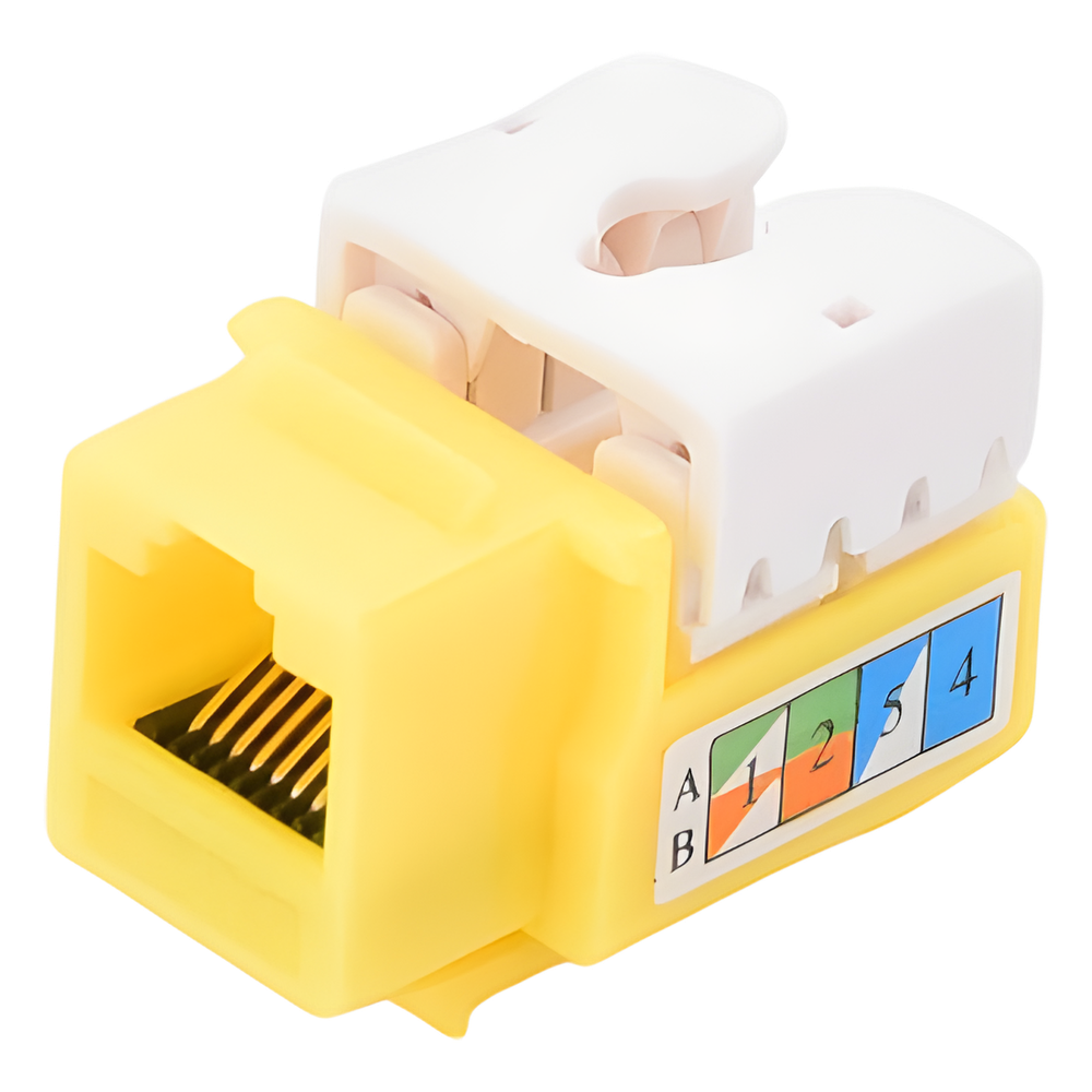 Módulo Jack Keystone Cat5e con Terminación 110 (Punchdown) para Faceplate - Color Amarillo