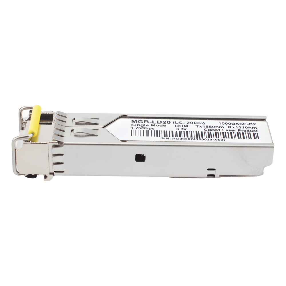 Transceptor mini-Gbic SFP 1G LC TX:1550nm RX:1310 para fibra Mono Modo 20 Km WDM, Requiere MGB-LA20