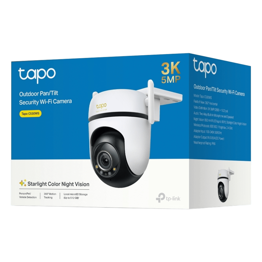 Cámara IP Wi-Fi 5MP / Visión 360º / Protección IP66 / Audio doble vías / Visión Nocturna en color /  Notificación Push