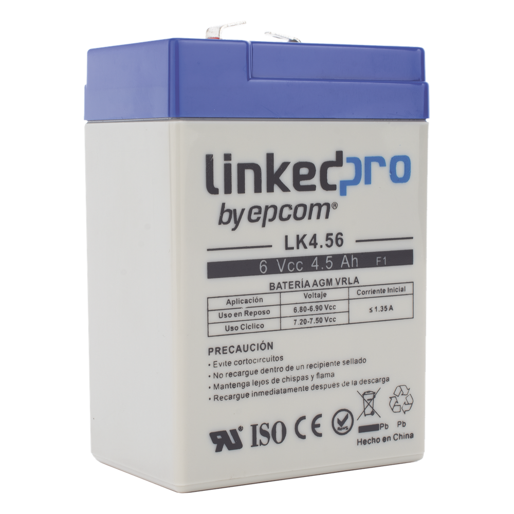 Batería de respaldo 6 V | 4.5 Ah | AGM | Especial para Seguridad Electrónica | UPS  | Sistemas de Emergencia  | Vida útil 5 años | Terminales F1