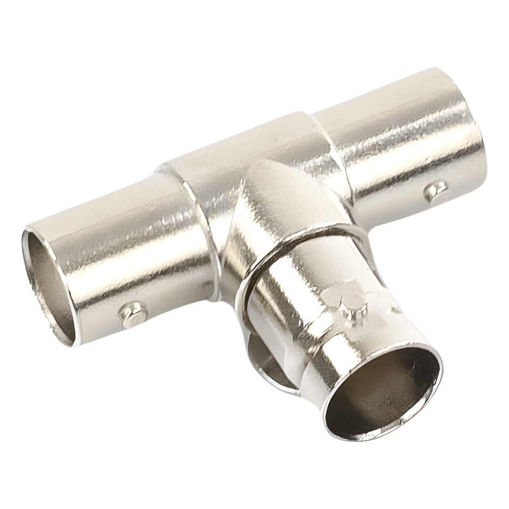 Adaptador en T para 75 Ohm de triple conectores BNC Hembras, Níquel/ Oro/ Teflón.