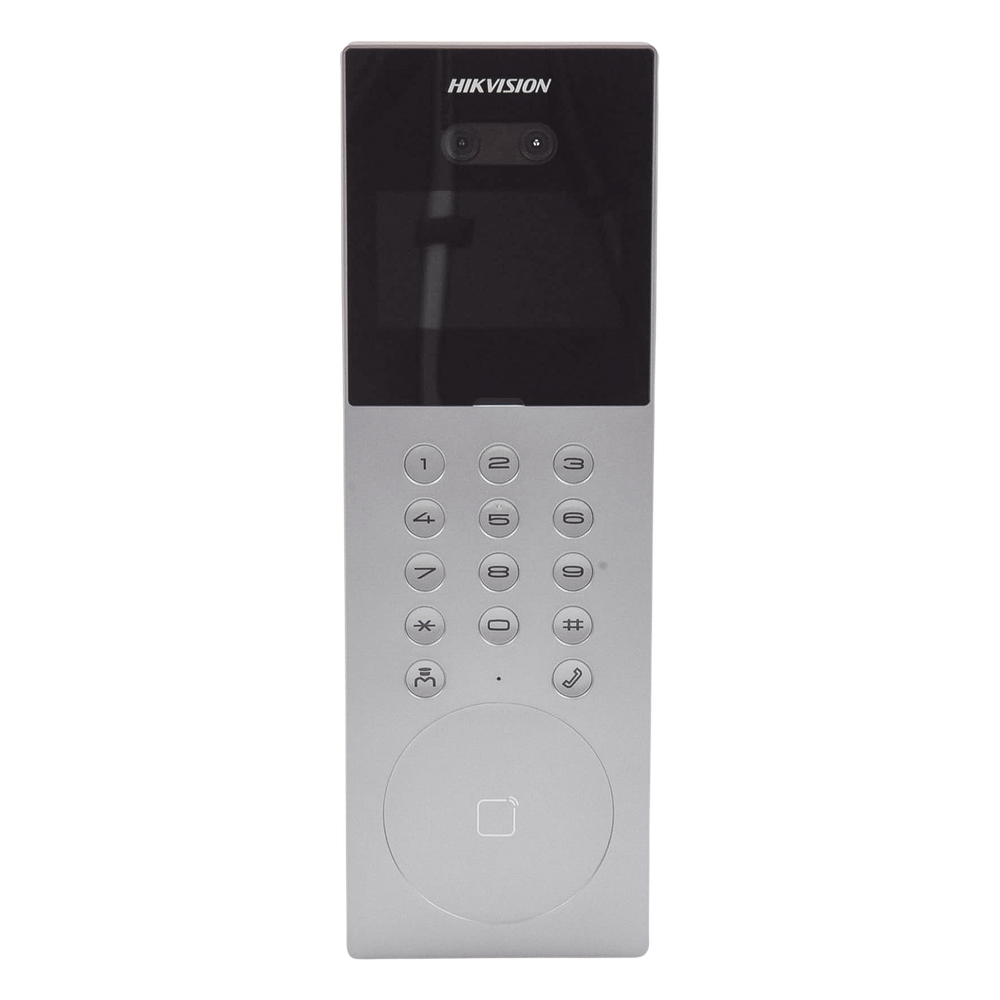 Videoportero IP Multiapartamento con Reconocimiento Facial / Llamada a App HikConnect (requiere monitor) / Protección IP65 / Apertura por Rostro, Tarjeta o App