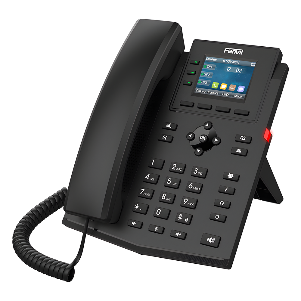 Teléfono 2 Hilos para switch PN8 y PN24 /empresarial para 4 líneas SIP con pantalla LCD de 2.4 pulgadas a color, Opus y conferencia de 6 vías, PoE.